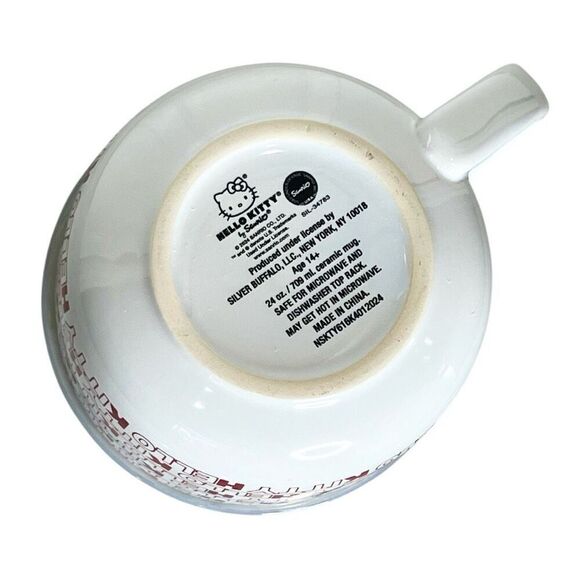 Sanrio Hello Kitty Red Ceramic Soup Mug with‎ Vented Lid 24 oz Cereal Bowl  NEW - Picture 4 of 6